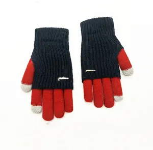 新着ファッションタッチスクリーンニット手袋女性冬暖かいダブル厚みのある手袋卸売