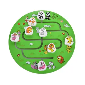 Children Early Educational Cartoon Animals Maze Find Place Game Digital Hands-on Wooden Toys Babies