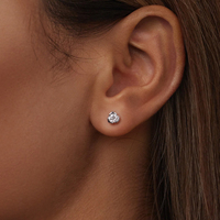 Anting Mawar Moissanite Berlapis Emas Putih untuk Wanita, Perak Sterling 925, Anting Stud Bunga Kecil, Hadiah Natal MSE071