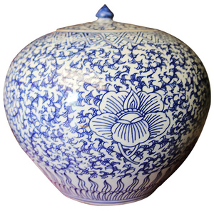 Casa giardino interno <span class=keywords><strong>plastica</strong></span> decorativo a buon mercato vaso rotondo di lusso cinese blu e bianco fioriera smaltata <span class=keywords><strong>vasi</strong></span> per lampade in ceramica - Product Image 3