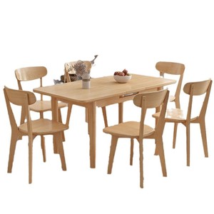 Juego de Comedor Windsor de Madera Maciza de 6 Piezas, Color Natural, Combinación Duradera para el Comedor - Product Image 5