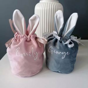 Personalized Custom Name <b>Easter</b> Bunny Ear Ornament Pouch, Modern Polyester Wedding Candy Storage <b>Gift</b> <b>Bag</b> for Holiday Decor - Product Image 3