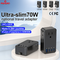 FOXCAN NOUVEAU PD70W GaN Slim Chargeur 3 prises AC Rapide Portable Pliable Adaptateur de Voyage Universel