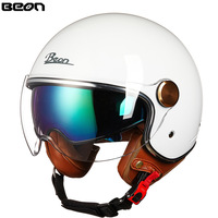 Casco Abierto BEON B-120 con Doble Visera, Homologado 3C para Bicicleta Eléctrica y Motocicleta, para Todas las Estaciones, Visera Extraíble, Forro Lavable
