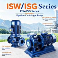 Pompe centrifuge horizontale à aspiration axiale électrique ISW 5HP pour améliorer la circulation de l'eau chaude et froide.