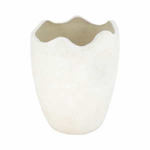 Vaso in terracotta con bordo ondulato, accessorio scultoreo testurizzato per l'arredamento della casa, soggiorno, vaso decorativo per fiori - Product Image 3