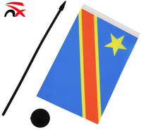 Drapeau de table promotionnel 14*21cm, bannière décorative en plastique noir, impression numérique, polyester, drapeau du Congo