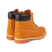Bottes de travail de sécurité pour hommes, imperméables, en cuir véritable, style rhubarbe, avec fermeture à laçage frontal, hauteur mi-mollet