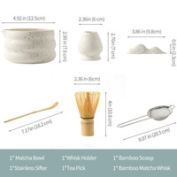 Service à thé Matcha personnalisable 4 à 8 pièces Bol à Matcha japonais Fouet à thé sur pied en bambou Scoop en bambou Chasen Matcha Sets