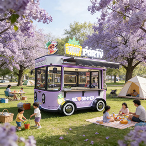 Vintage Food Truck Street Food Delights On Wheels Mobile Cafe & Snack Cart Fresh Bites Daily - Product Image 1