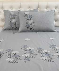 Luxury Silvia 3 Piece Embroidery <b>King</b> <b>Size</b> Bedsheet Set 108x108 Inch with 2 Quilted Embroidery Pillow Covers - Product Image 5