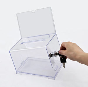 Customization Plastic <b>Suggestion</b> <b>Box</b> Storage Organizer Desk with Advertising Holder for Custom Logo - Product Image 4