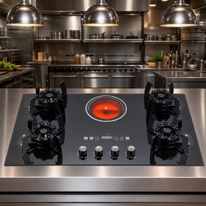 Elettrodomestici da Cucina, Piano Cottura a <span class=keywords><strong>Gas</strong></span> Integrato a 5 Fuochi con Piano in Vetro Temperato, Fornello a <span class=keywords><strong>Gas</strong></span> ed Elettrico - Product Image 1