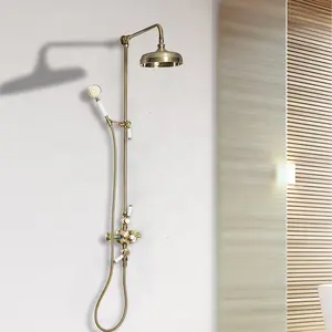 Luxury brass Wall-mounted bathroom rain shower Antique brass shower faucet set Suitable for the elderly and children