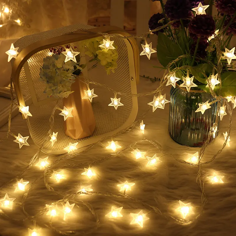 Wholesale Holiday Lighting A string Of Star Christmas Lights Outdoor Christmas Solar String Lights For Xmas Decoration