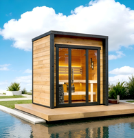 Ruang Sauna Uap Modern Kayu Solid Hemlock Elektrik Kustom untuk 2-6 Orang, Panel Kontrol Komputer, Pemasangan Mudah, Cocok untuk Vila