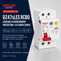 DELIXI 2P RCBO 10A Courbe C Bipolaire Type AC Disjoncteur Différentiel 230V 6kA Protection Contre les Fuites Certifié CE Rail DIN