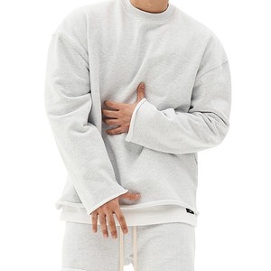 Felpa oversize in cotone di qualità in bianco <span class=keywords><strong>stampa</strong></span> Logo 100% felpa a girocollo in spugna francese <span class=keywords><strong>senza</strong></span> polsino orlo - Product Image 3