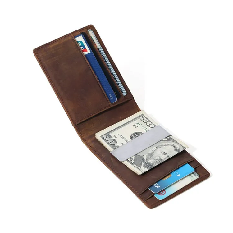 Boshiho Hot Selling RFID Blocking Custom Card Holder Minimalist Money Clip Purses Genuine Slim Leather Mens Wallets