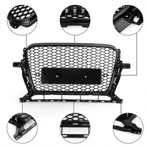 Griglia Anteriore a Nido d'Ape Stile RSQ5 Nero Lucido per Audi <span class=keywords><strong>Q5</strong></span> SQ5 8R.5 2013 2014 2015 2016 <span class=keywords><strong>2017</strong></span> - Product Image 4