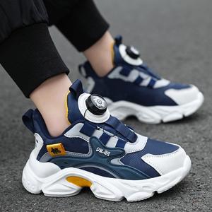 Baskets pour garçons, nouvelle collection automne, chaussures de course et de basketball, tige en cuir synthétique, fermeture à bouton rotatif, doublure polaire - Product Image 3