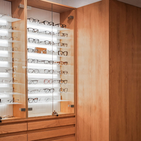Support d'exposition pour lunettes de haute qualité, avec bande LED intégrée, en métal/acrylique