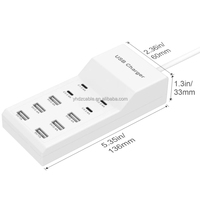 Cargador de Pared USB de Alta Velocidad de 50W con 6 Puertos USB-A y 4 Puertos Tipo-C, Carga Rápida para 11/12/13/14 y Computadoras Portátiles
