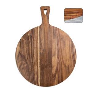 Planche à découper en bois d'acacia de haute qualité, planche à servir, planche à fromage, assiette ronde à pizza avec poignée - Product Image 1