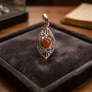 Pendentif vintage en argent sterling de haute qualité pour femme, serti d'une agate rouge, idéal pour un anniversaire de mariage - Direct Usine - Product Image 3