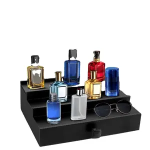 3 camadas de madeira perfume organizador com gavetas e compartimentos escondidos