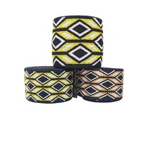 Couleur Jacquard Brodé Haute Ténacité Bande Élastique 25-40mm Ethnique Polyester Motif À Chevrons Utilisation Du Vêtement