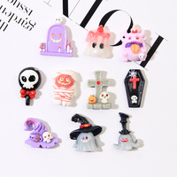 Breloques fantômes d'Halloween en résine, accessoires DIY, fournitures artisanales pour coques de téléphone, pinces à cheveux, breloques pour chaussures
