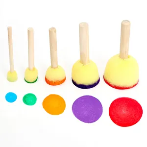 5pcs Sponge Brush Set DIY Painting Sponges Children Drawing Watercolor Brushes With Wood Handle For Art Supplies Artist Brush