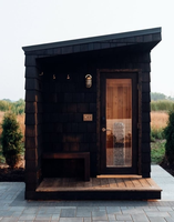 Sauna en bois massif de cèdre rouge au design moderne avec douche, luminothérapie rouge, vapeur fraîche et chauffage électrique pour villas