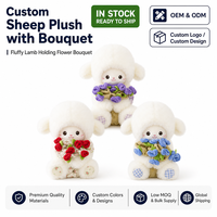 Peluche de mouton personnalisée avec bouquet de roses, mouton de 30 cm, broderie de haute qualité en PP pour la Saint-Valentin, décoration de mariage, cadeaux de fête