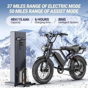 Vélo électrique haute performance 250W, pneus larges de 20 pouces, vélo de montagne électrique à suspension intégrale, tout-terrain, pour chemins en pierre - Product Image 2
