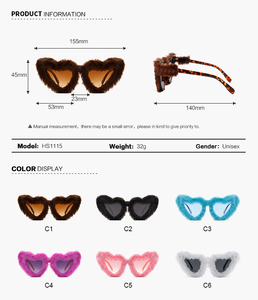 Gafas de Sol de Peluche para Mujer, Color Rosa, Estilo Punk, con Peluche Suave, Color Rosa Blanco, para Disfraz de Halloween, Gafas de Sol de Ojo de Gato - Product Image 6