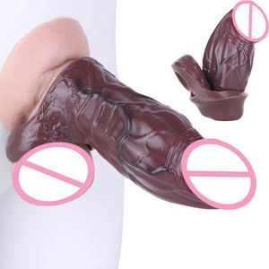 Großhandel SXXY 6 Styles Geschlossene braune dicke <span class=keywords><strong>Penis</strong></span> hülle mit Anti-Drop-Silikon Dildo Extender Sexspielzeug für Paare Erwachsene Männer - Product Image 1