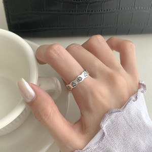 Bague signet en argent sterling S925 gravée ondulée pour femme, alliance de mariage, bague de fiançailles, à porter au quotidien, ajustable - Product Image 5
