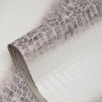 Véritable Cuir de Crocodile de l'Himalaya pour Trousse de Maquillage et Portefeuille, Gris Dégradé, Cuir de Niloticus
