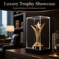 Vitrine de présentation de luxe en acrylique transparent avec aimants puissants et base noire pour bijoux, trophées, objets de collection, thèmes animaux et anime