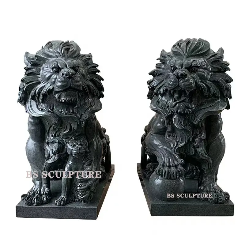 Outdoor Decoration Hand Carving Large Outdoor Stone Garden Lion Sculptures Marble Lion Statues