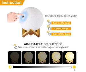 Modern 15cm Touch 3D Printing <b>Globe</b> Remote Controlled Rechargeable Dimmable 16 Colors LED Luner Light <b>Moon</b> Lamp - Product Image 5
