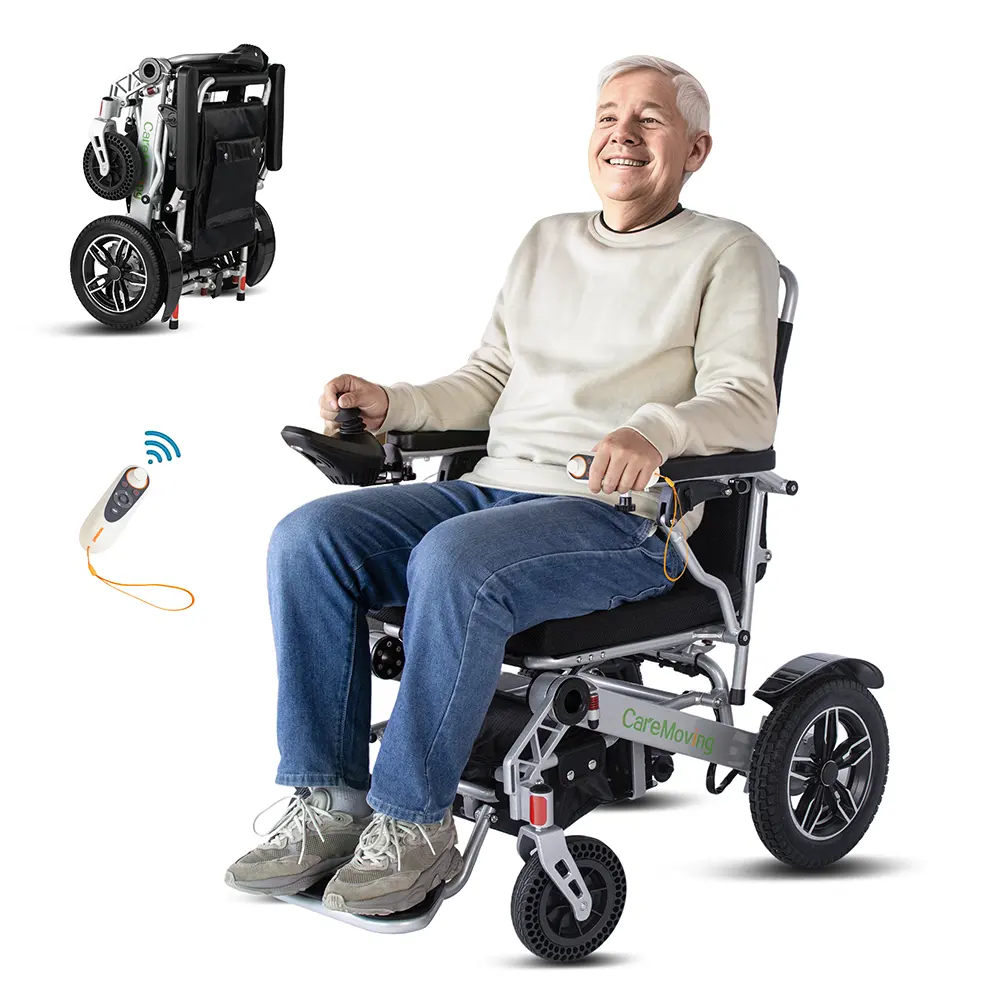 New foldable electric wheelchair aluminum lightweight power wheel chair with lithium battery