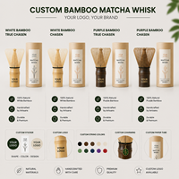 Fouet à Matcha en Bambou, Poudre de Matcha, Chasen Japonais Artisanal à 80, 100 ou 120 Dents, Mélangeur et Brosse pour un Matcha Authentique