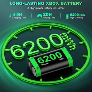 2*6200mWh Rechargeable Plastic Battery Pack for <b>Controller</b> <b>Charging</b> Dock <b>Cable</b> Battery Pack Station Xb-ox One/Series X S - Product Image 2