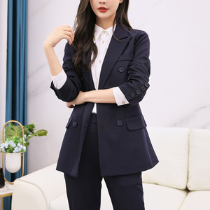 Tamanho grande Double Breasted terno jaqueta Workwear anfitrião carreira <span class=keywords><strong>Blazer</strong></span> Fashionbisou das mulheres - Product Image 6