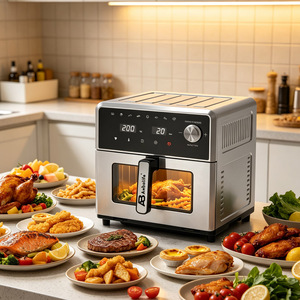 Friteuse à air Anbolife OEM 10L avec écran LED, <span class=keywords><strong>tiroir</strong></span> et grille antiadhésifs, élément chauffant inférieur, jusqu'à 80 % moins de graisse, appareil électroménager CE - Product Image 3