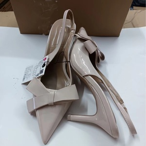 2026 Summer New Women's High Heels 42 ZA Fashionable <b>Bow</b> Pointed <b>Sandals</b> Daily Casual Made From Patent Leather Evergreen Design - Product Image 4