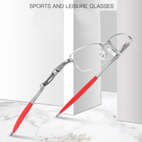 Nouvelle Monture de Lunettes Tendance Sportive Carrée Semi-Cerclée en Acier Inoxydable avec Verres PC de Haute Qualité, Vente en Gros, Logo Personnalisé, Offre Spéciale